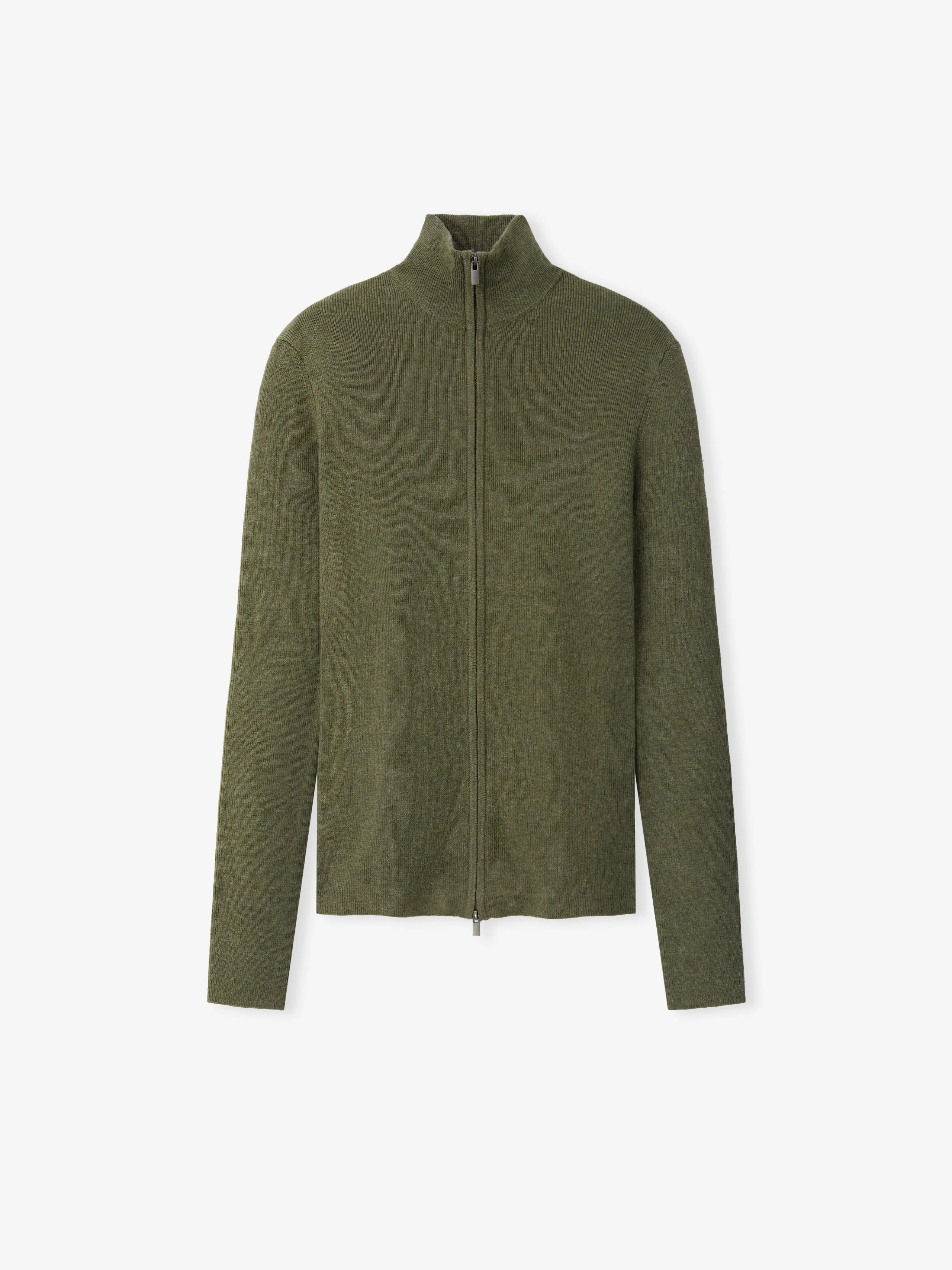 Womens Rib Knit Zip Up Jacket - 1
