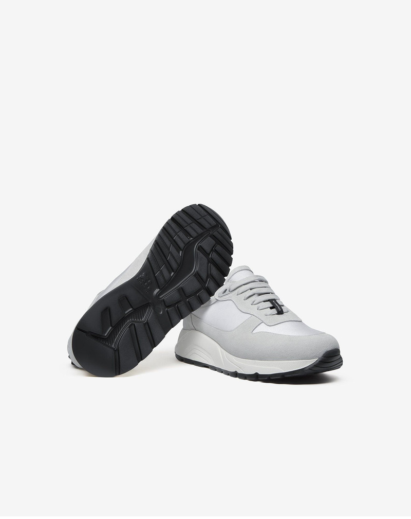 White nylon and suede running shoes 4