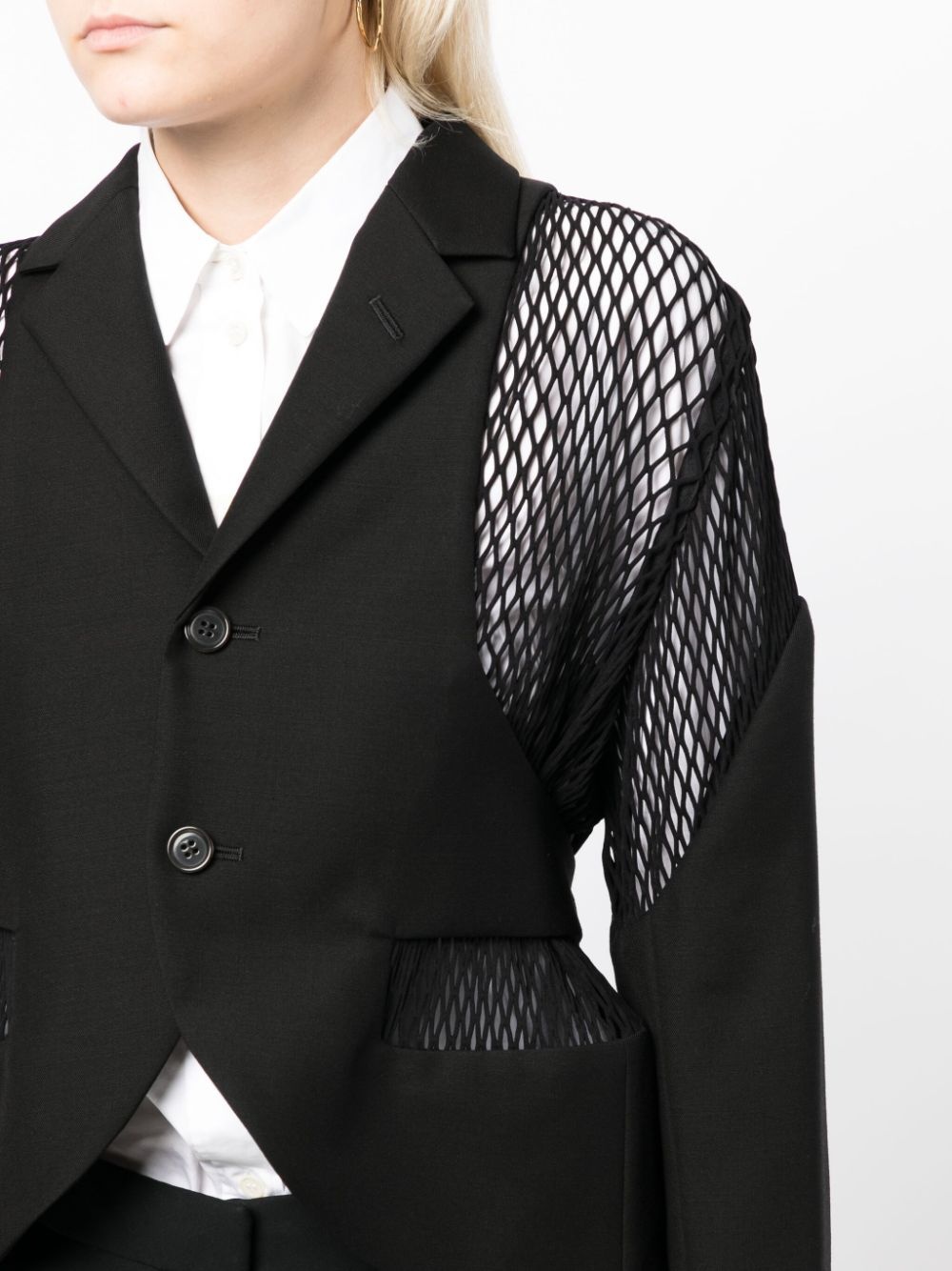 mesh-panelling single-breasted blazer - 5