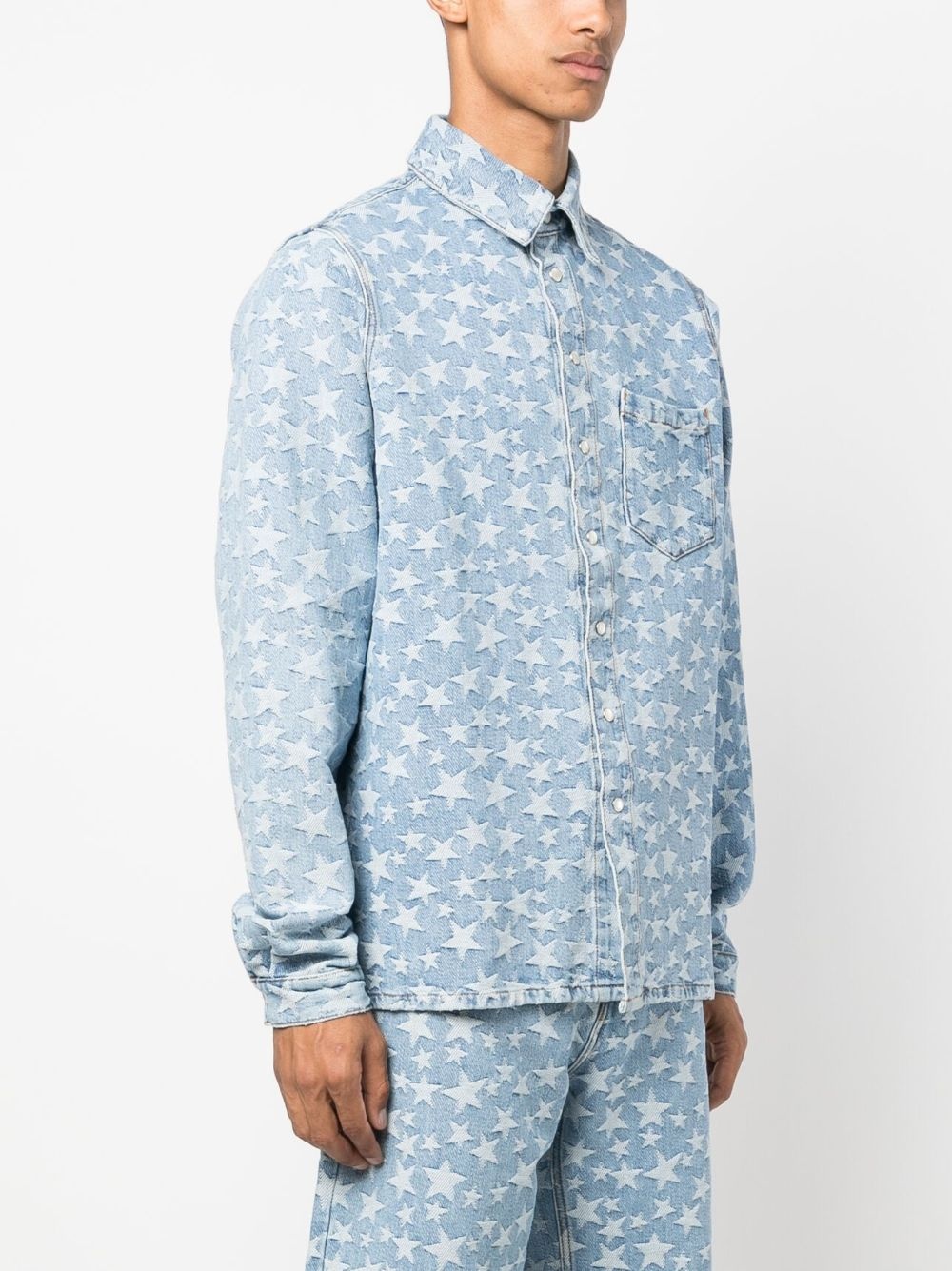 star-pattern cotton denim shirt - 4