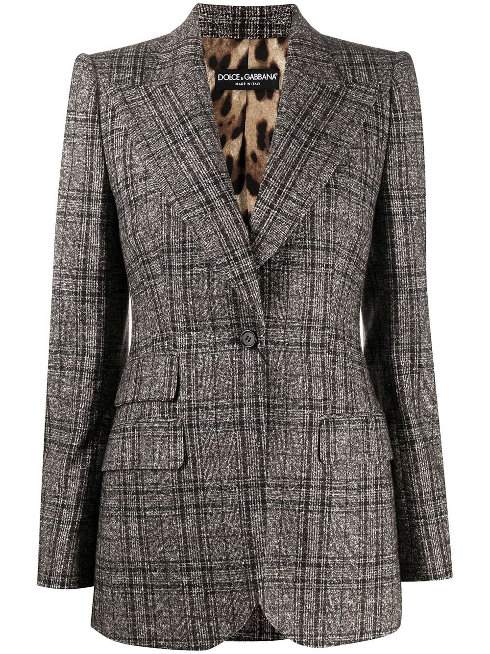 checked single-breasted blazer - 1