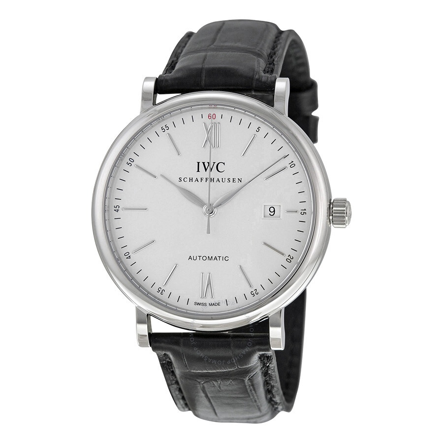 IWC Portofino Automatic Silver Dial Black Leather Men's Watch 3565-01 - 1