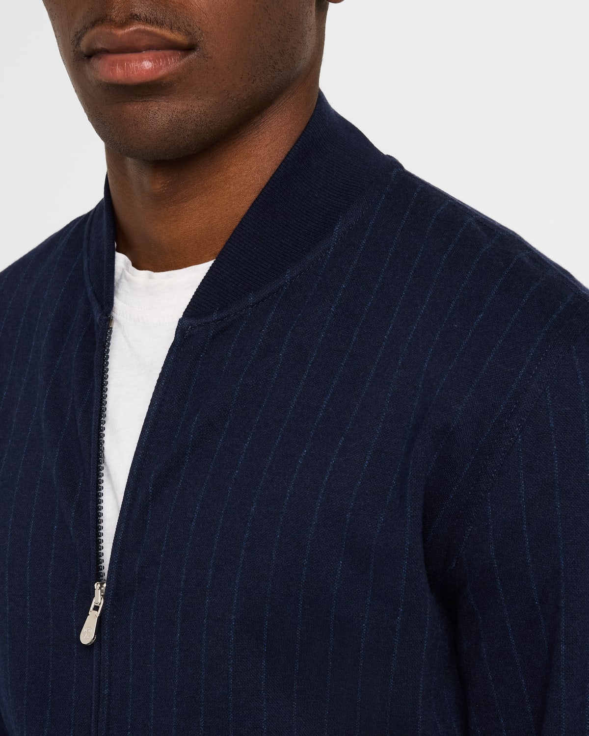 Men's Pinstripe Full-Zip Bomber Jacket - 5