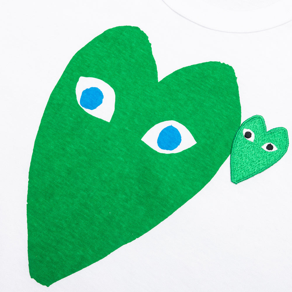 COMME DES GARCONS PLAY BLUE EYED GREEN HEART TEE - WHITE - 3