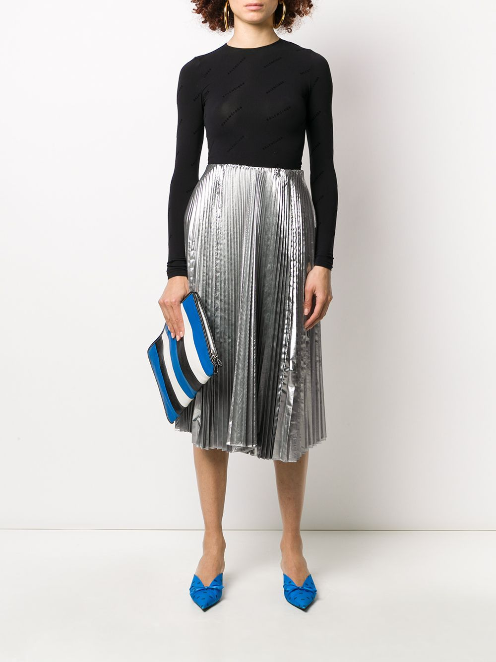 metallic pleated skirt - 2