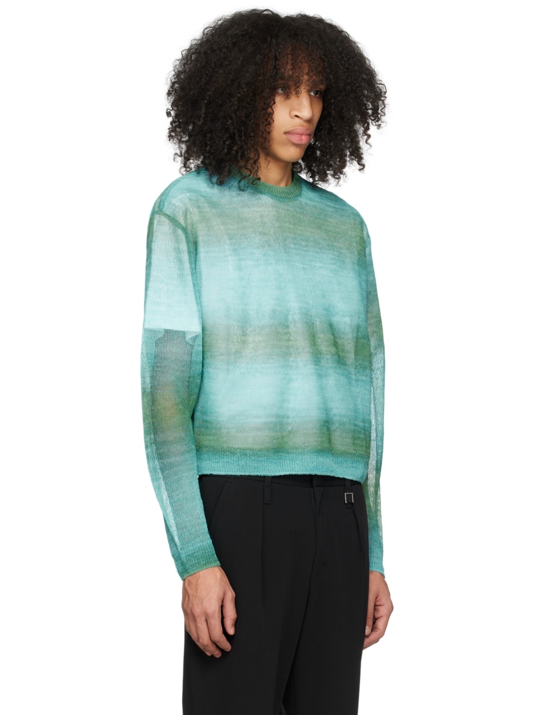Blue & Green Gradient Stripe Sweater - 2