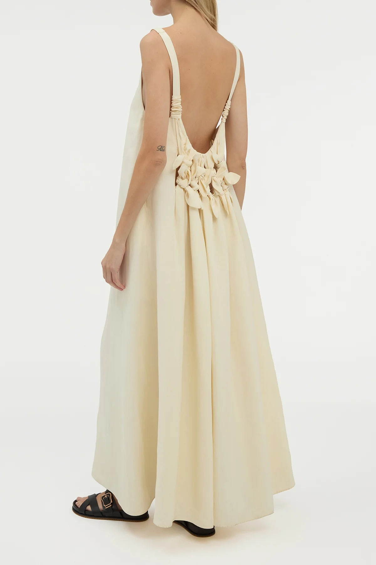 Aras Maxi Dress in Ivory Linen Silk - 5