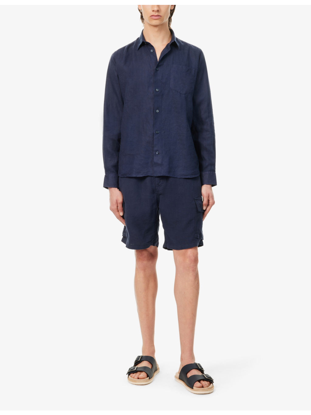 Caroubis logo-embroidered linen shirt - 2