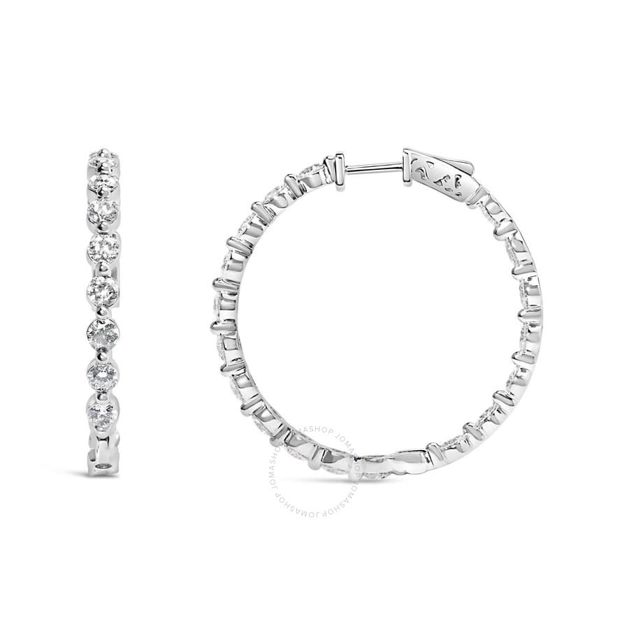 Haus Of Brilliance - Haus of Brilliance 14K White Gold 5.00 Cttw Lab Grown Diamond Inside-Out Hoop Earring - 3