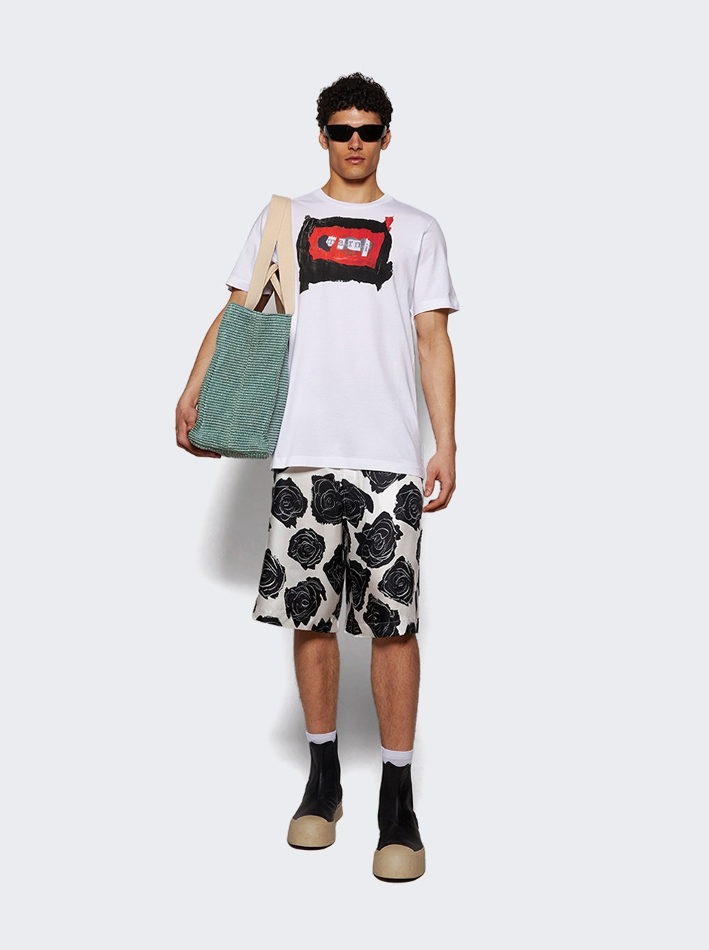 Silk Shorts Lily White And Black Flowers - 5
