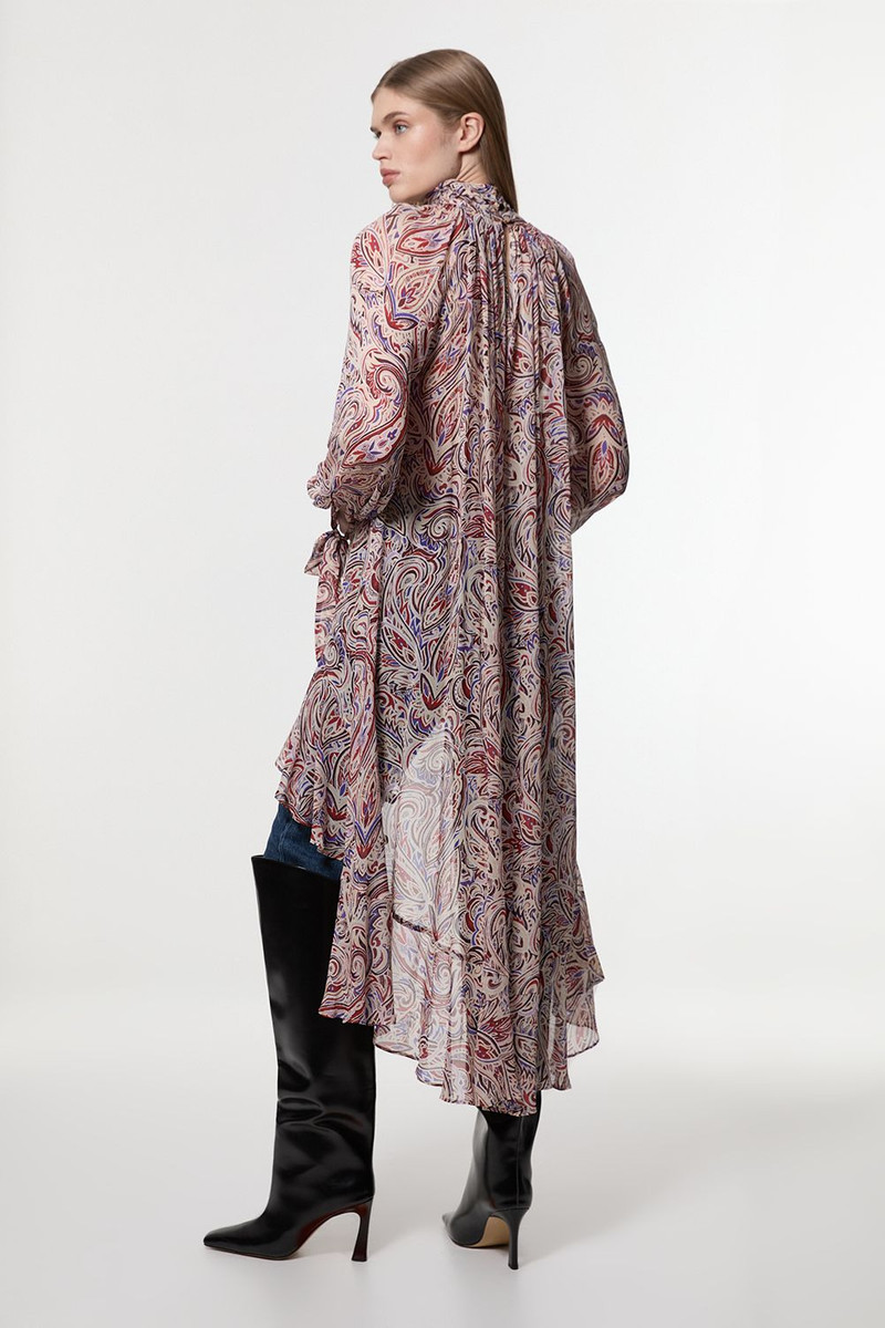 Petite Viscose Crinkle Paisley Frill Detail Tunic 5