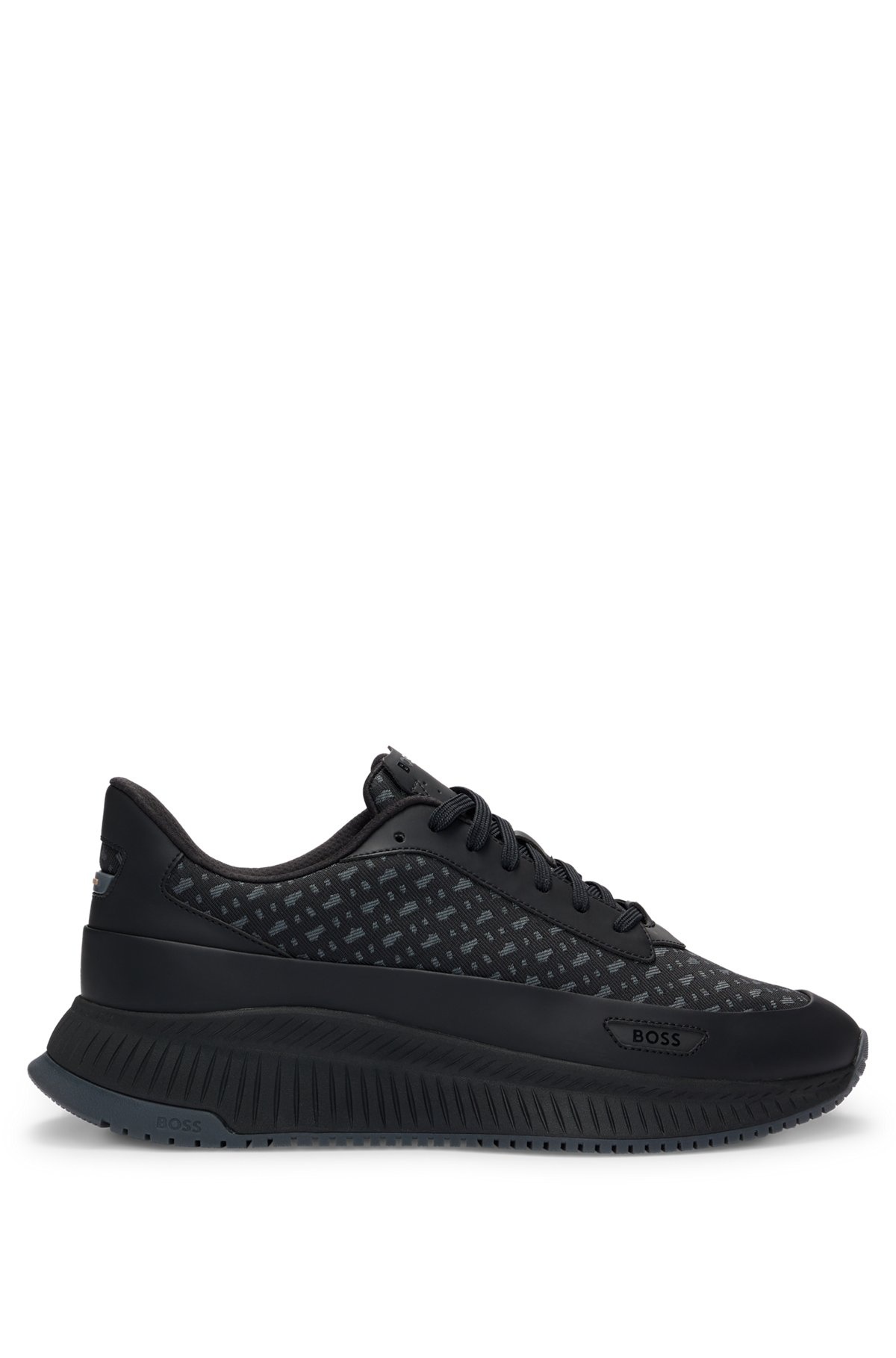 MONOGRAM-JACQUARD TRAINERS WITH RUBBERIZED FAUX LEATHER - 1