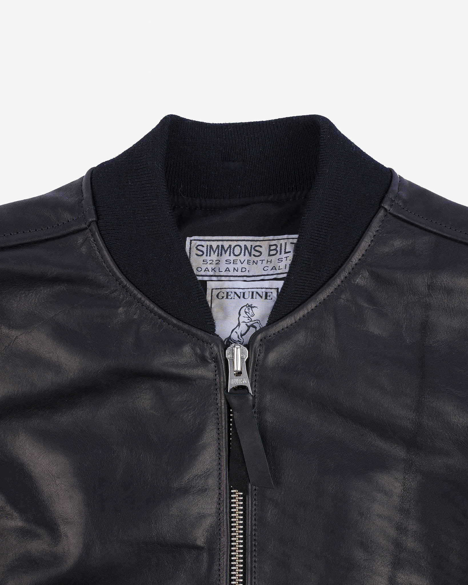 IHSB-COL-BLK Iron Heart x Simmons Bilt Prairie Horsehide College Jacket - Black - 4