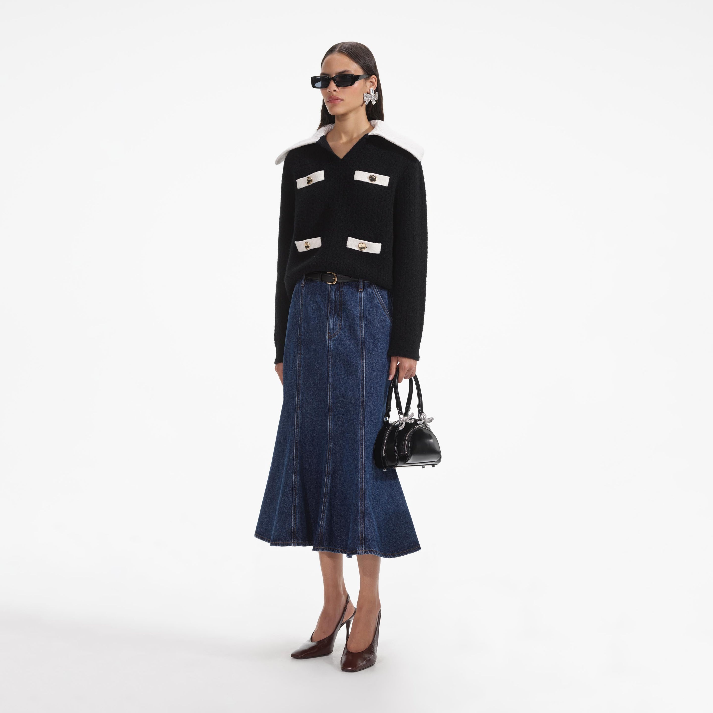 Black Cashmere Blend Oversized Jumper - 2