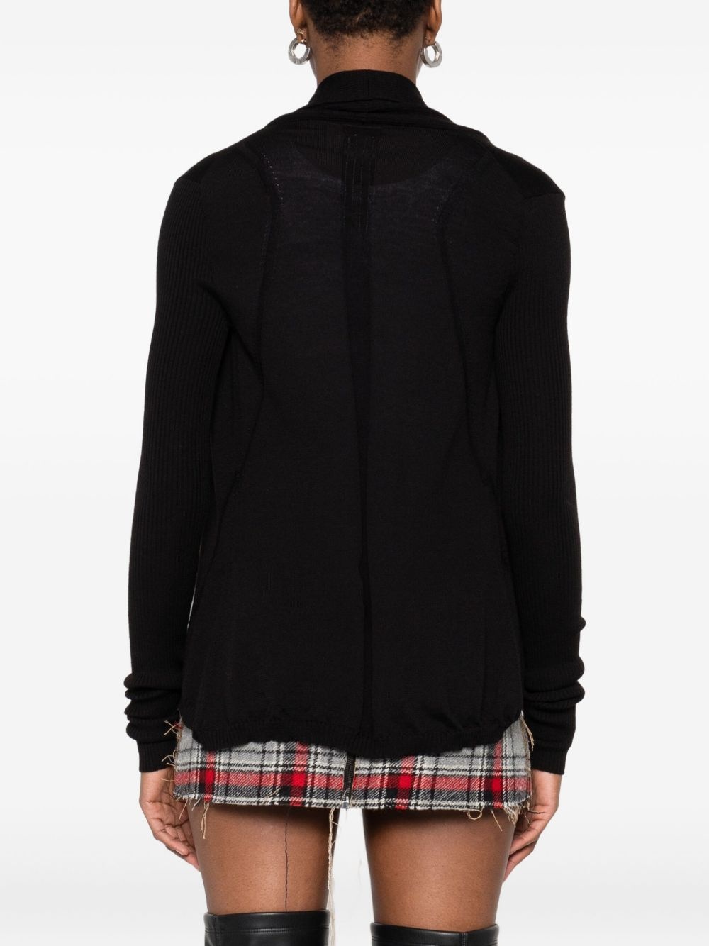 ribbed open-front cardigan - 4