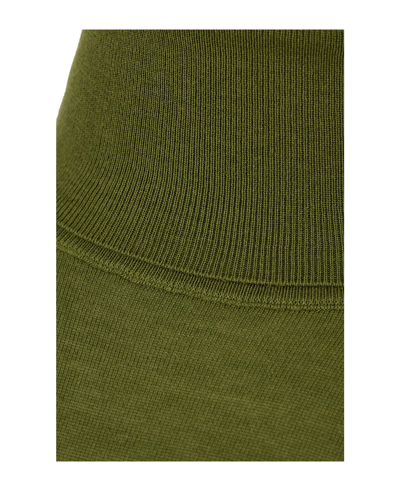 Olive Green Wool Blend Sweater - 3