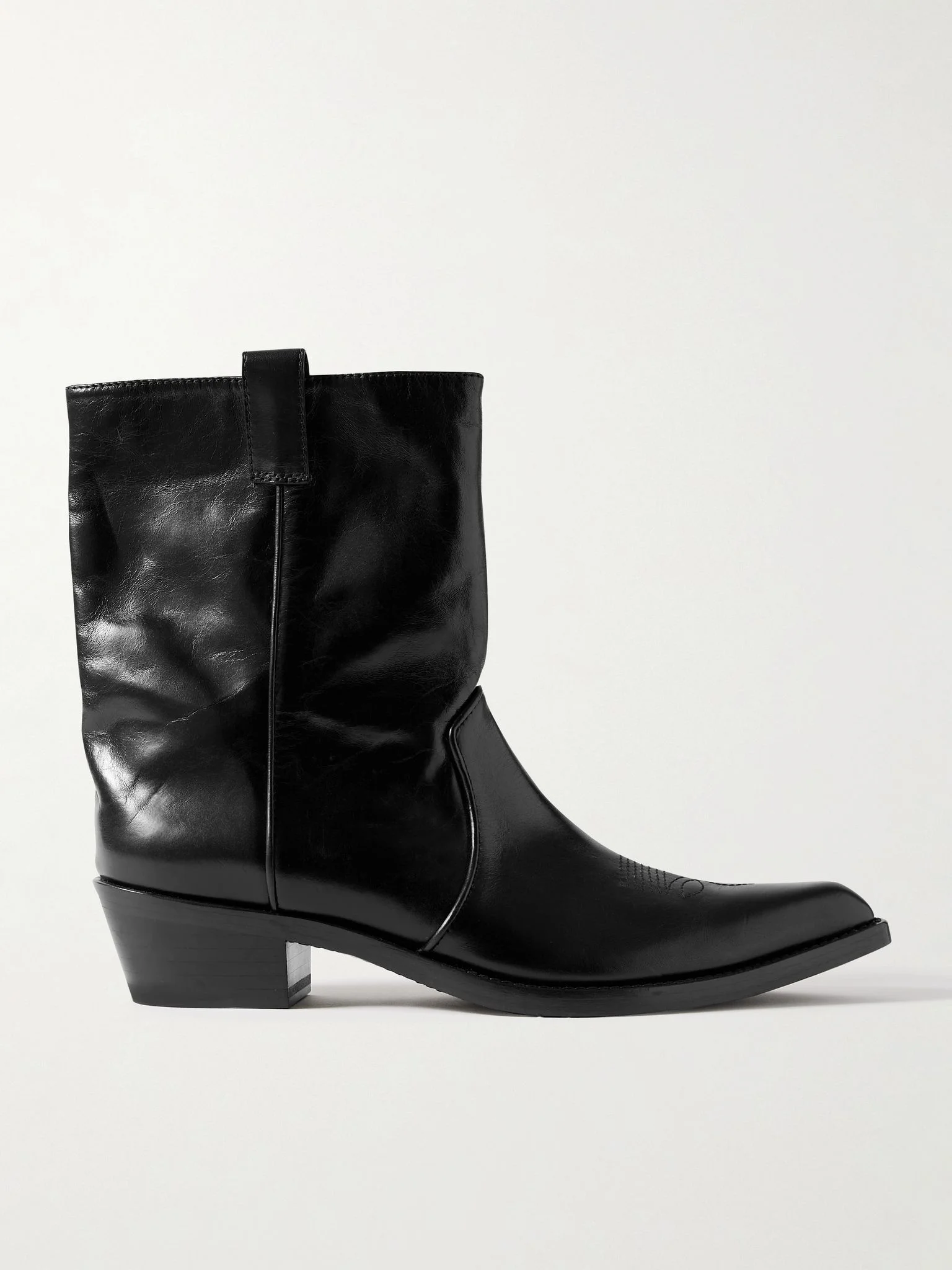 Clive embroidered leather ankle boots Black - 1