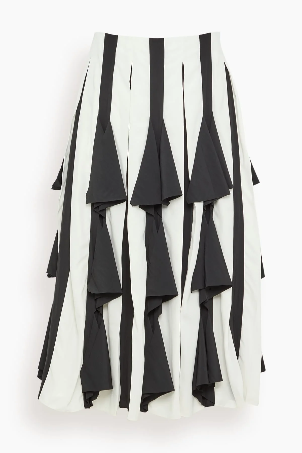 Pleated Midi Skirt in Ecru/Black - 1