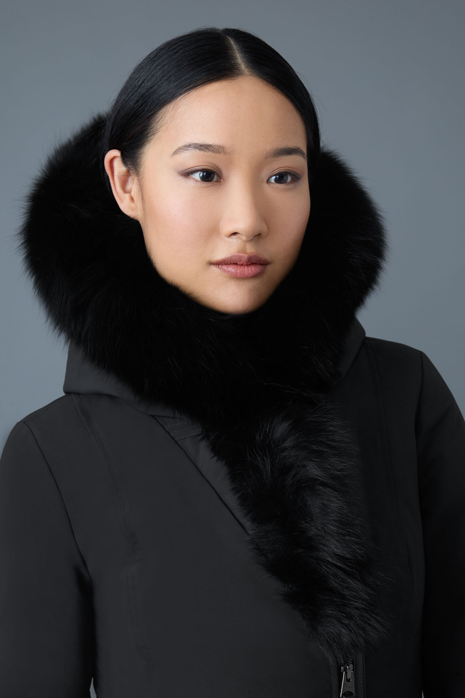 TRISH Powder Touch down coat with blue fox fur Signature Mackage Collar - 5