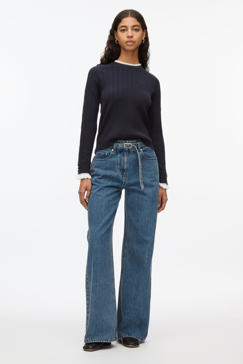 Fluid Rib Sweater with Ruffle Cuff 1