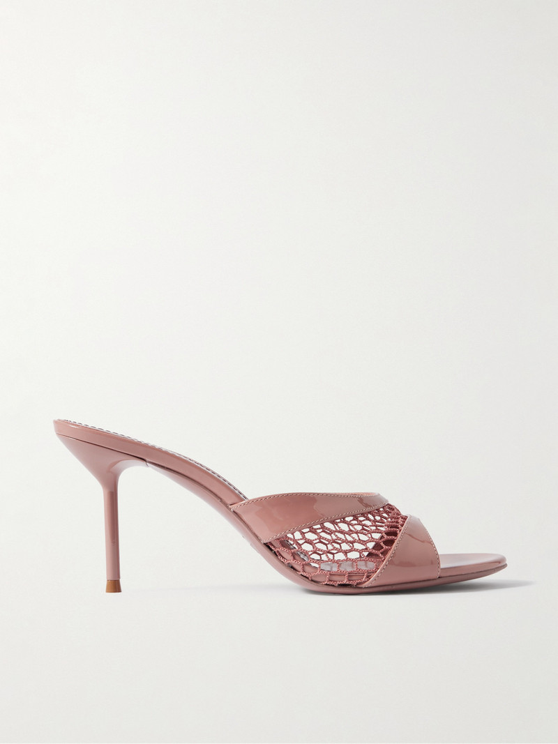 Lidia Patent-leather And Mesh Sandals 1