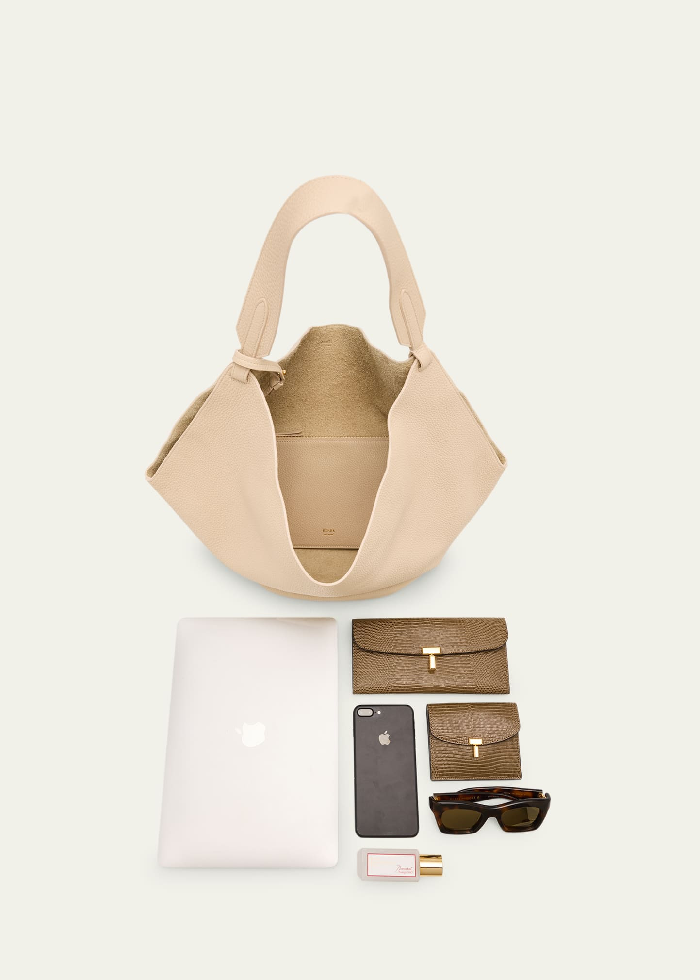 Lotus Medium Pebbled Leather Tote Bag - 7