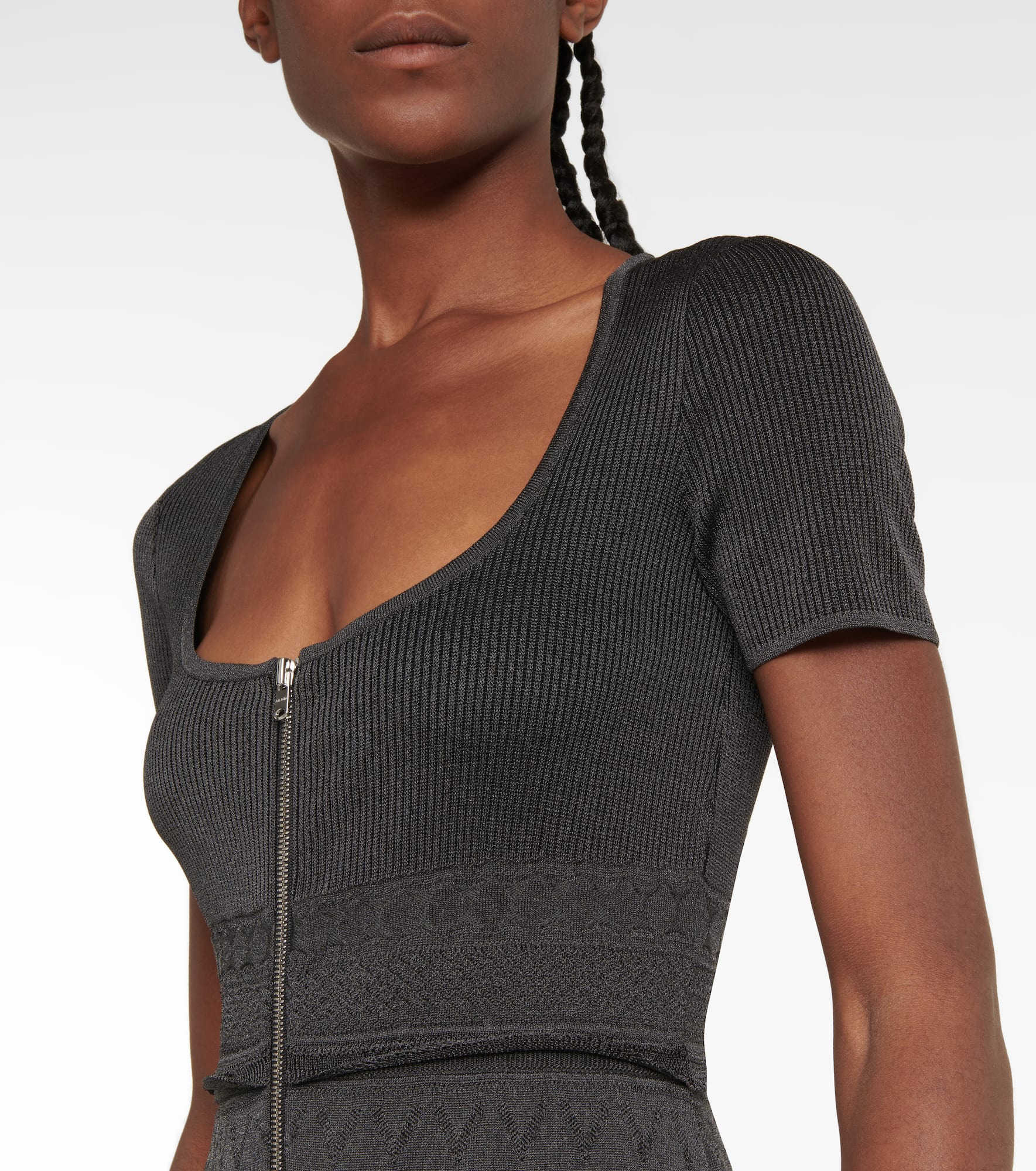 Ruffled knit midi dress - 4