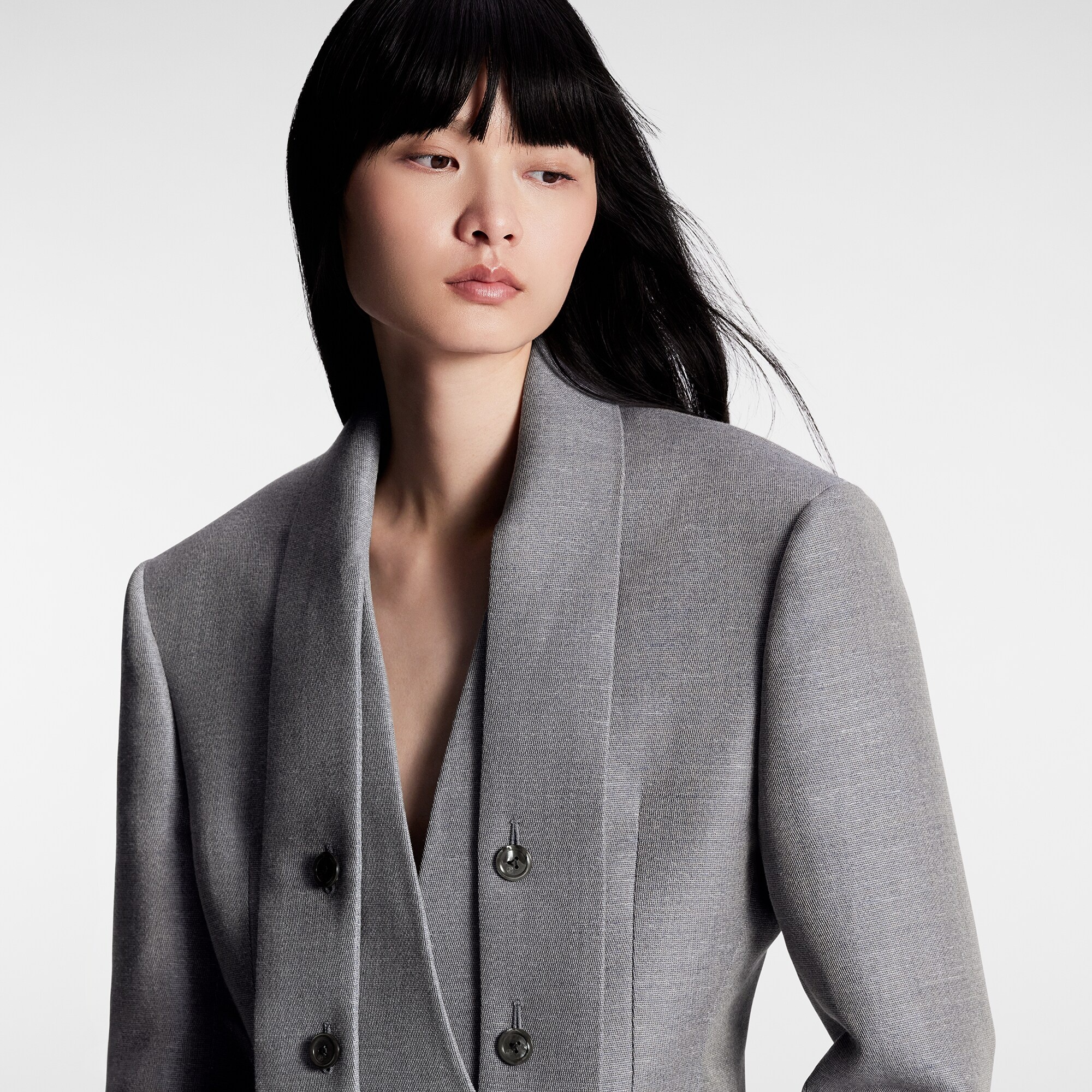 Lavaliere Collar Wool Gabardine Blazer - 2