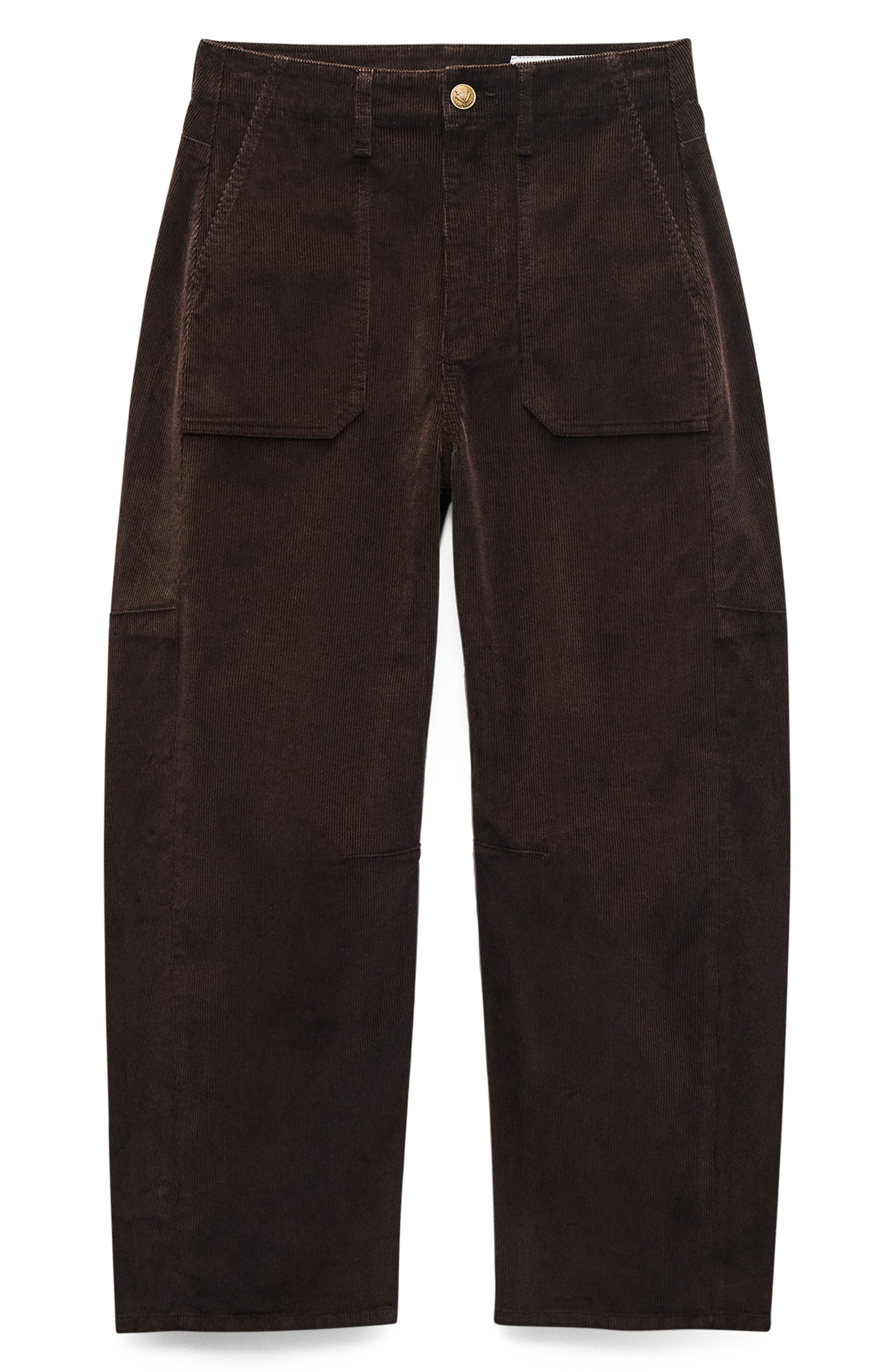 rag & bone Charlie Super High Waist Crop Barrel Corduroy Jeans in Dark Brown at Nordstrom - 4