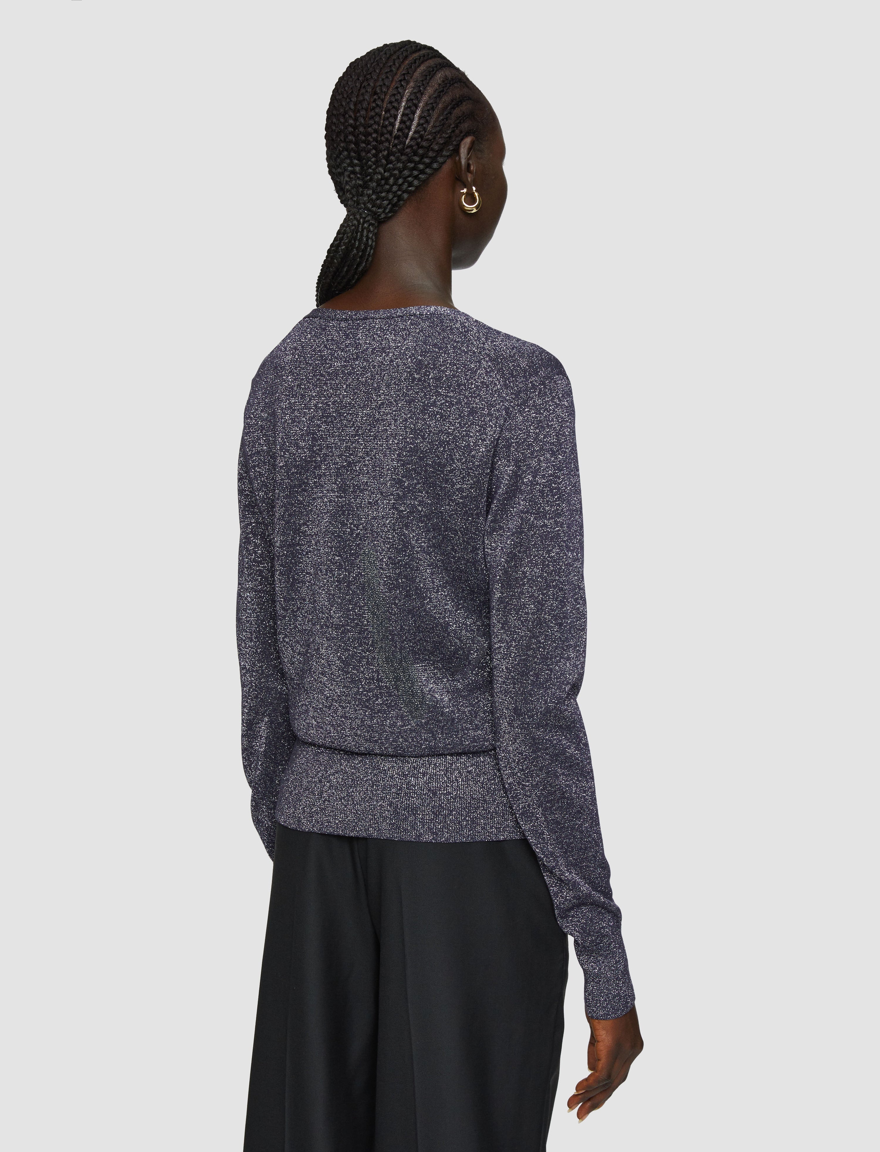 Lurex Knit V Neck Jumper - 4