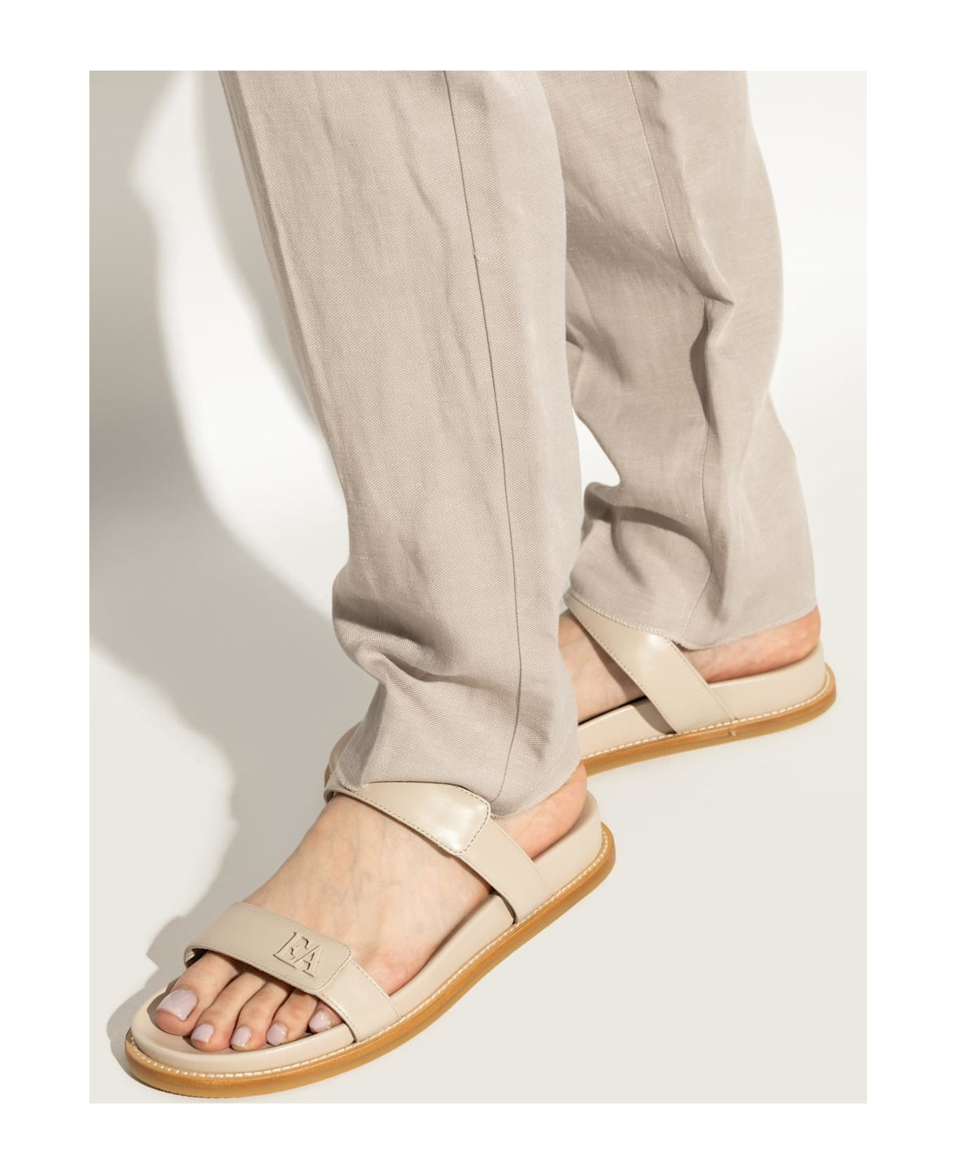 Emporio Armani Leather Slides With Logo - 2