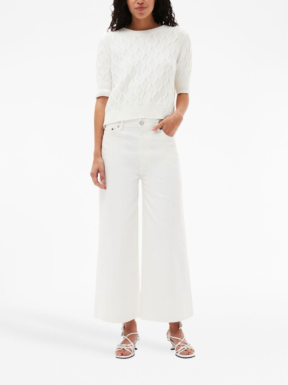 cable-knit organic cotton T-shirt - 2