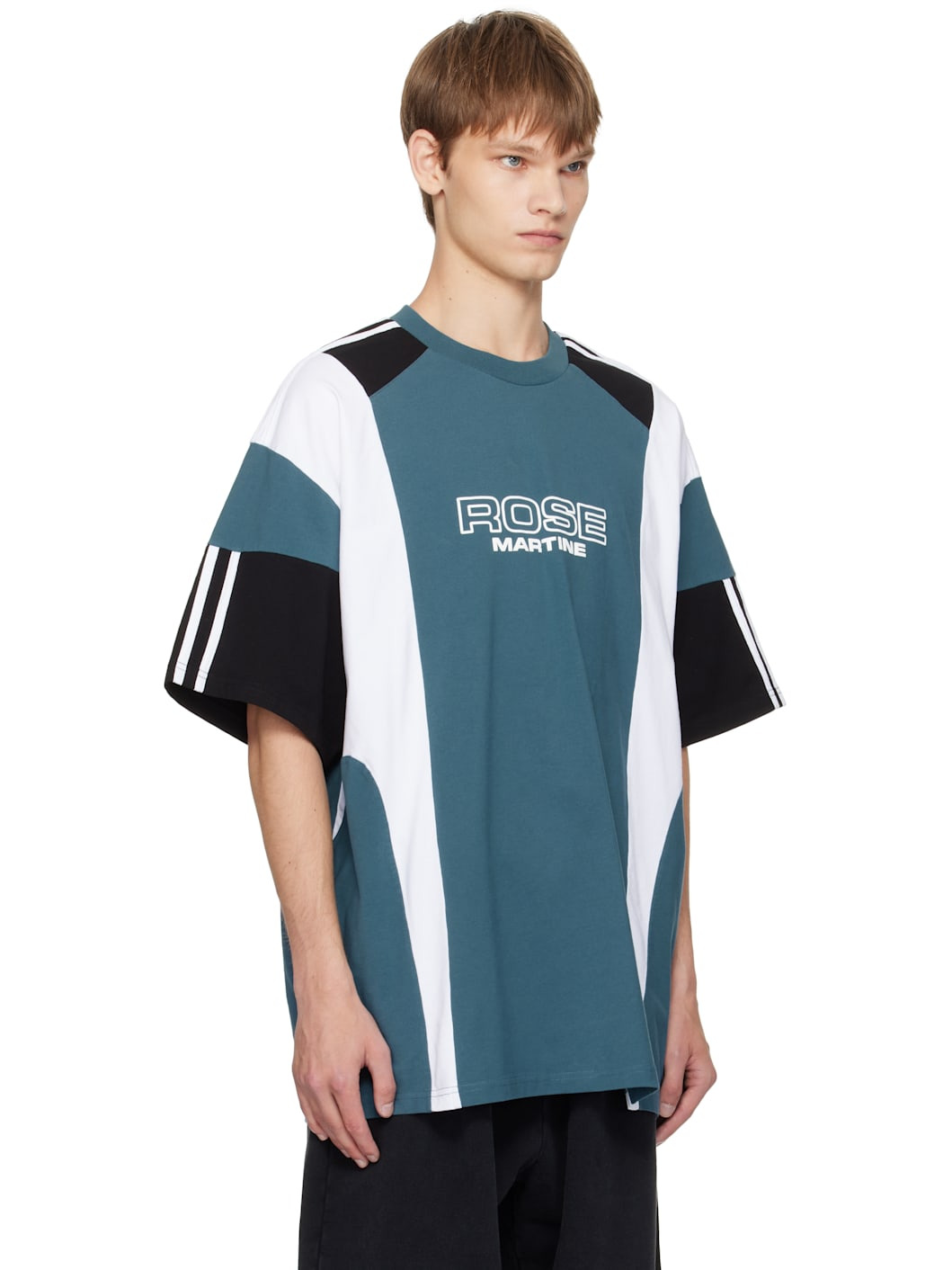 Blue Oversized Panelled T-Shirt - 2