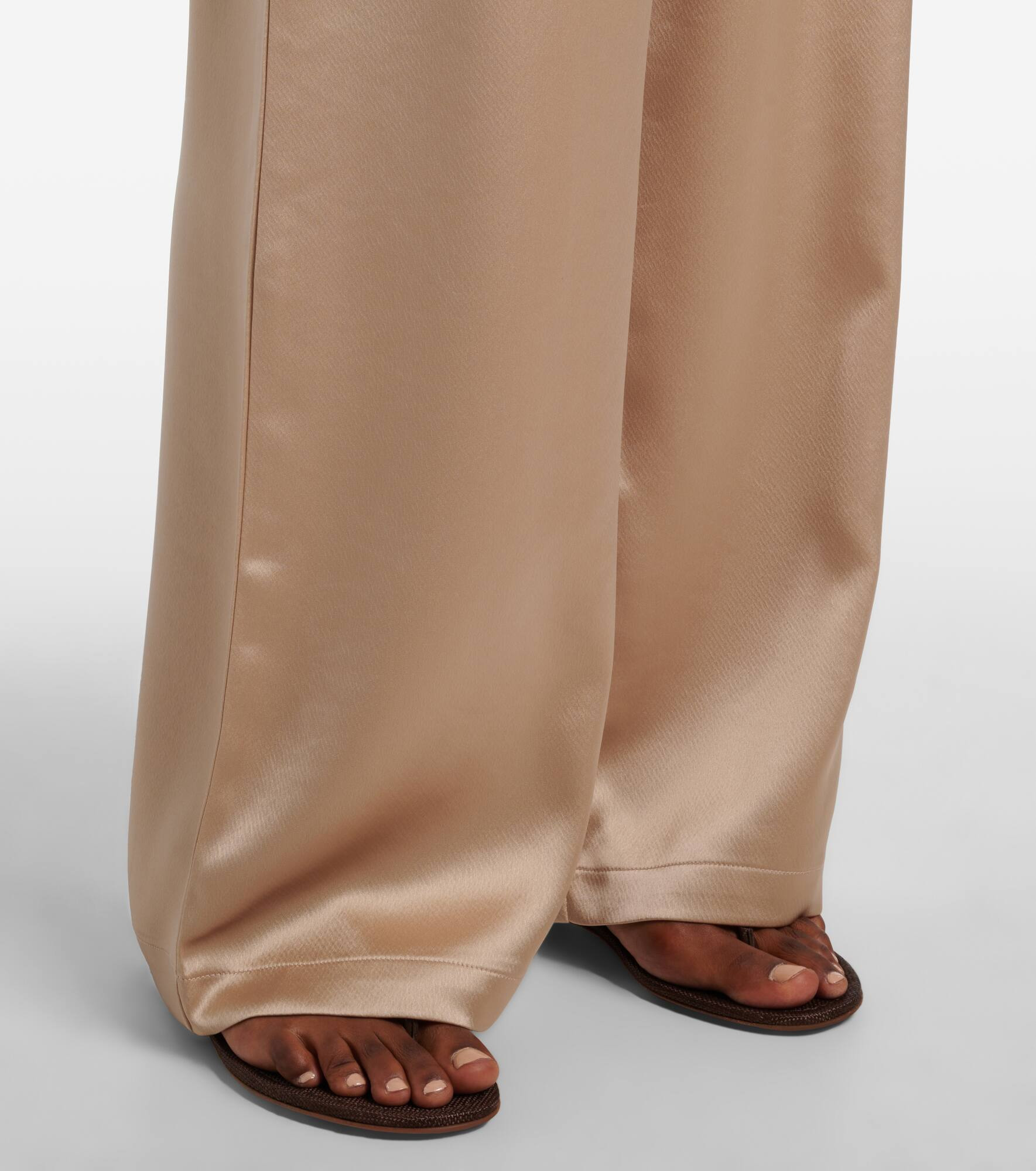 Barb mid-rise satin wide-leg pants - 5