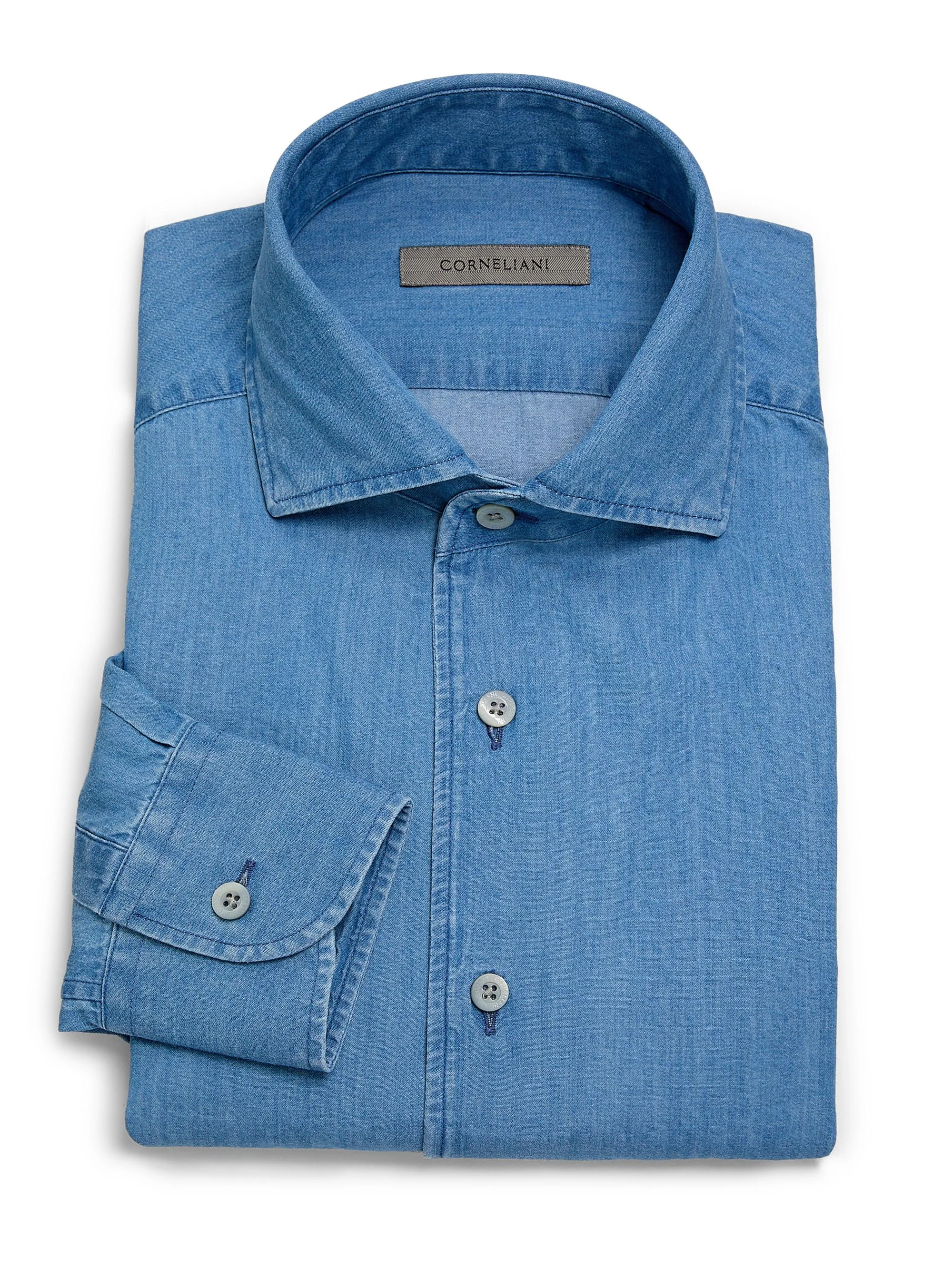 Men's Chambray Cotton Shirt - Chambray - 1