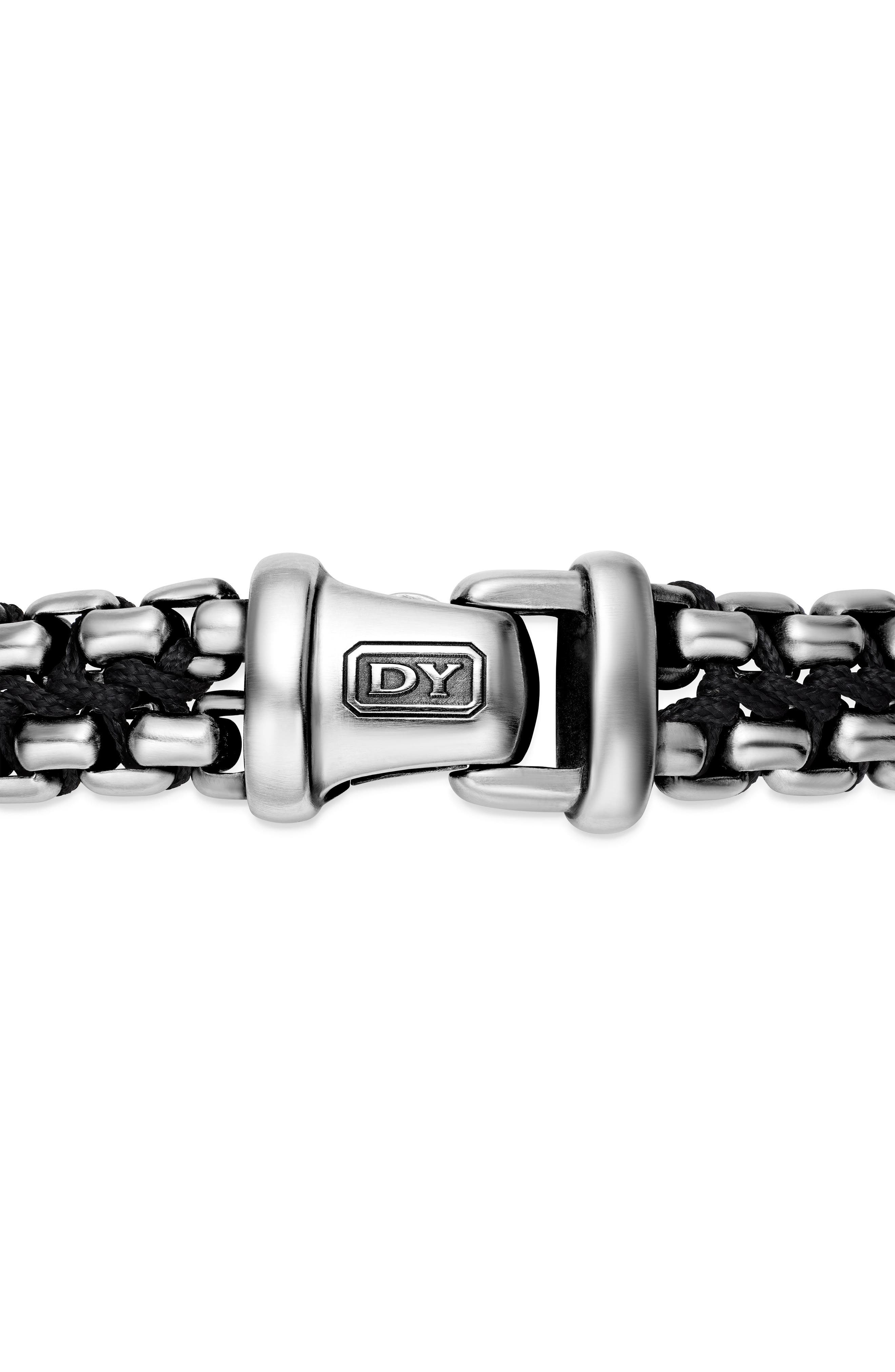 David Yurman Men's Woven Sterling Silver Box Chain Bracelet, 12mm in Silver/Black at Nordstrom - 4