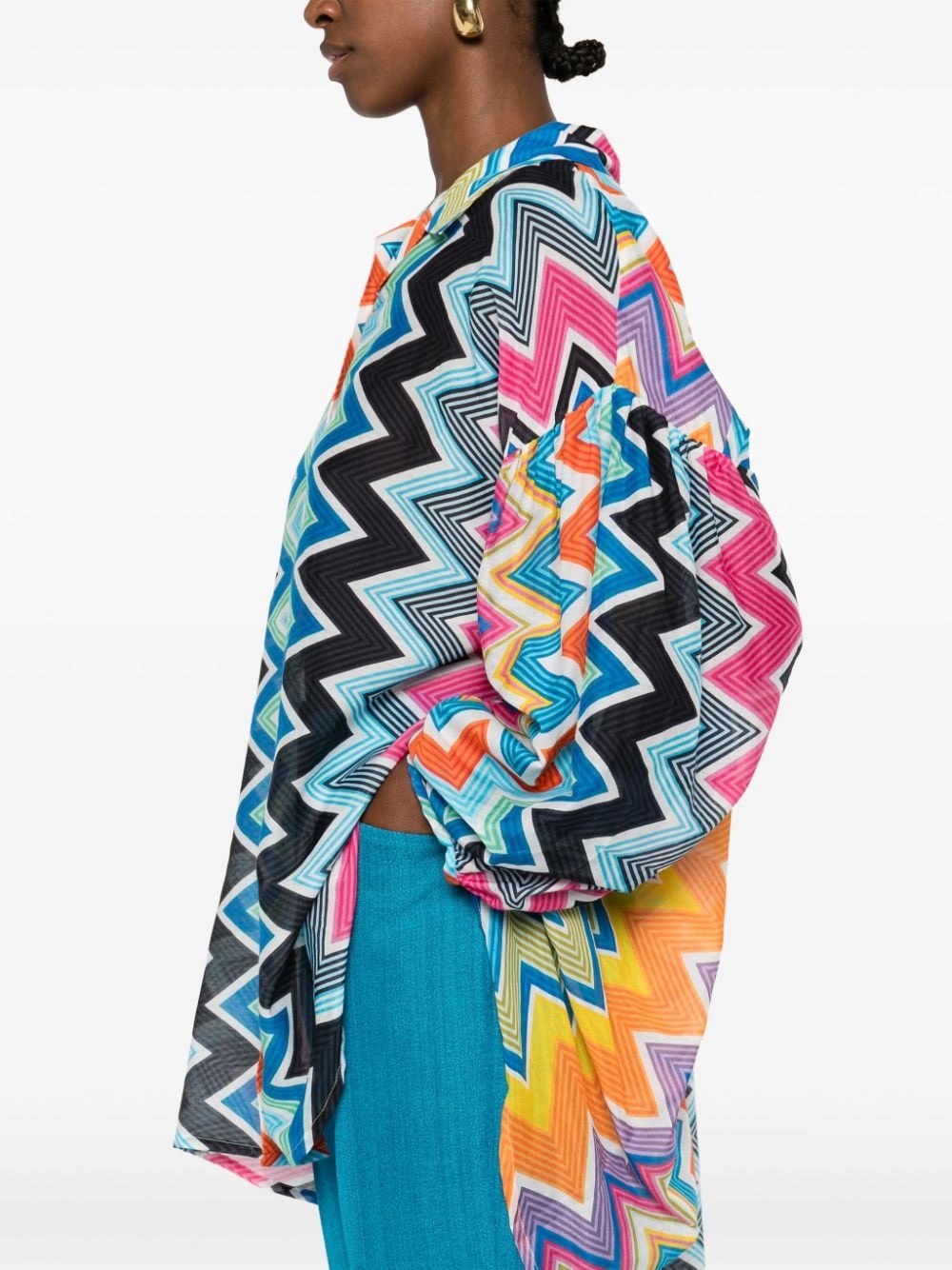 zigzag balloon-sleeves shirt - 5
