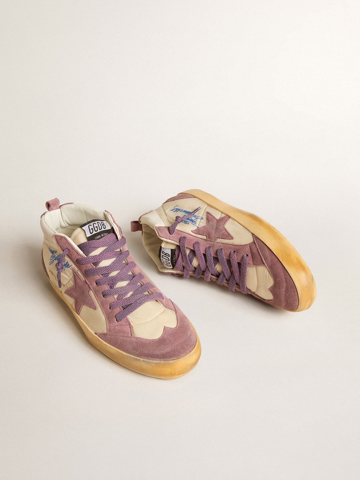 Women’s Mid Star LAB in nylon and nappa with mauve suede star - 2