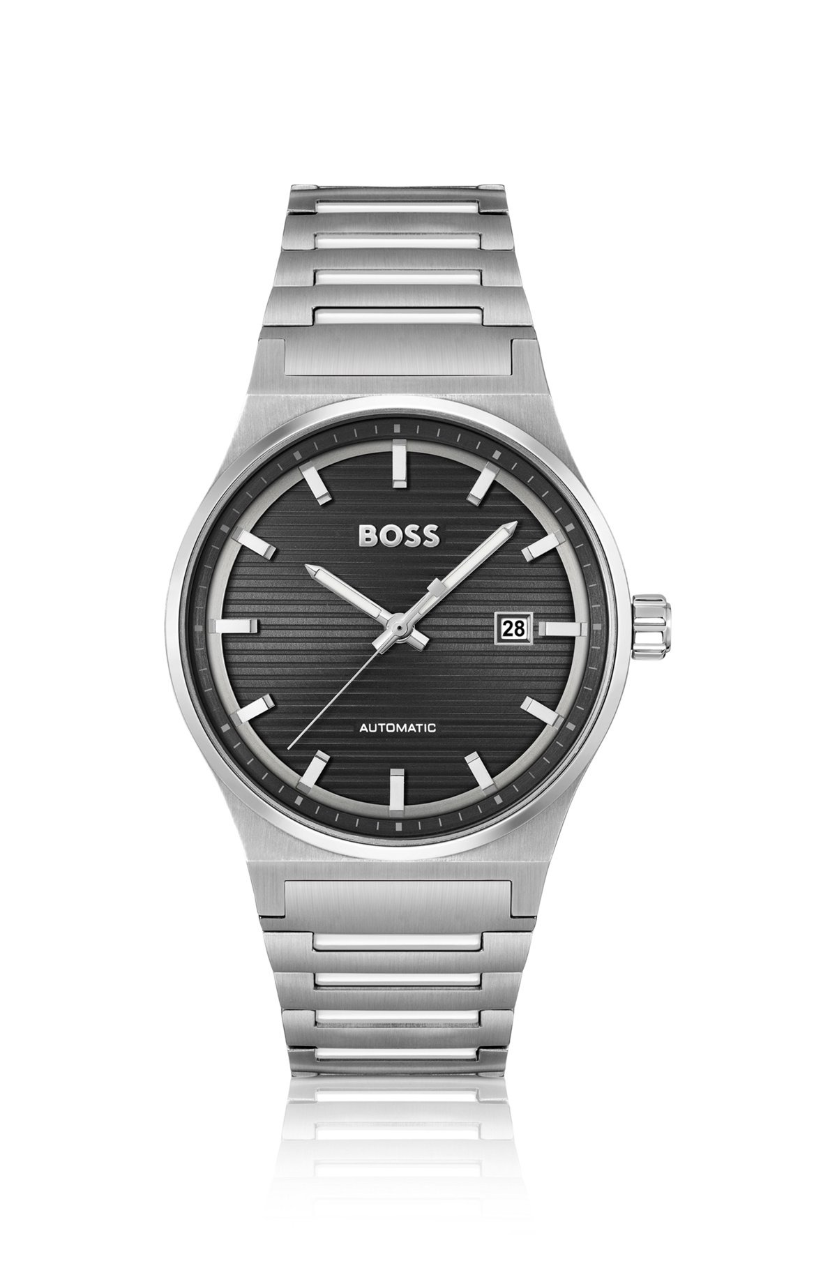 LINK-BRACELET AUTOMATIC WATCH WITH GROOVE-TEXTURED DIAL - 1