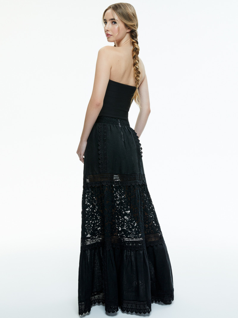 Alice + Olivia REISE EMBROIDERED TIERED MAXI SKIRT outlook