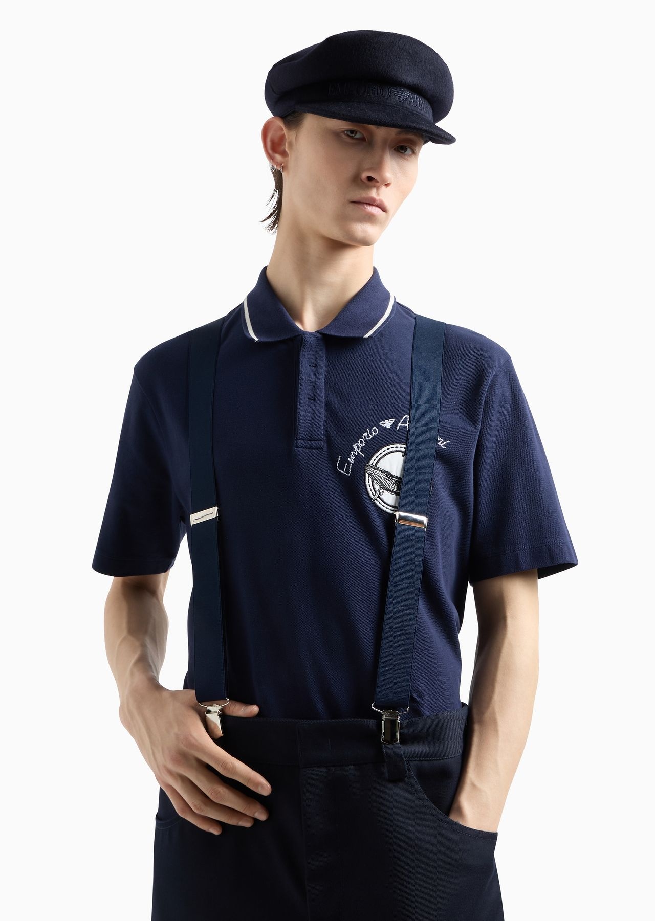 Piqué polo shirt with logo embroidery and maritime patch - 6