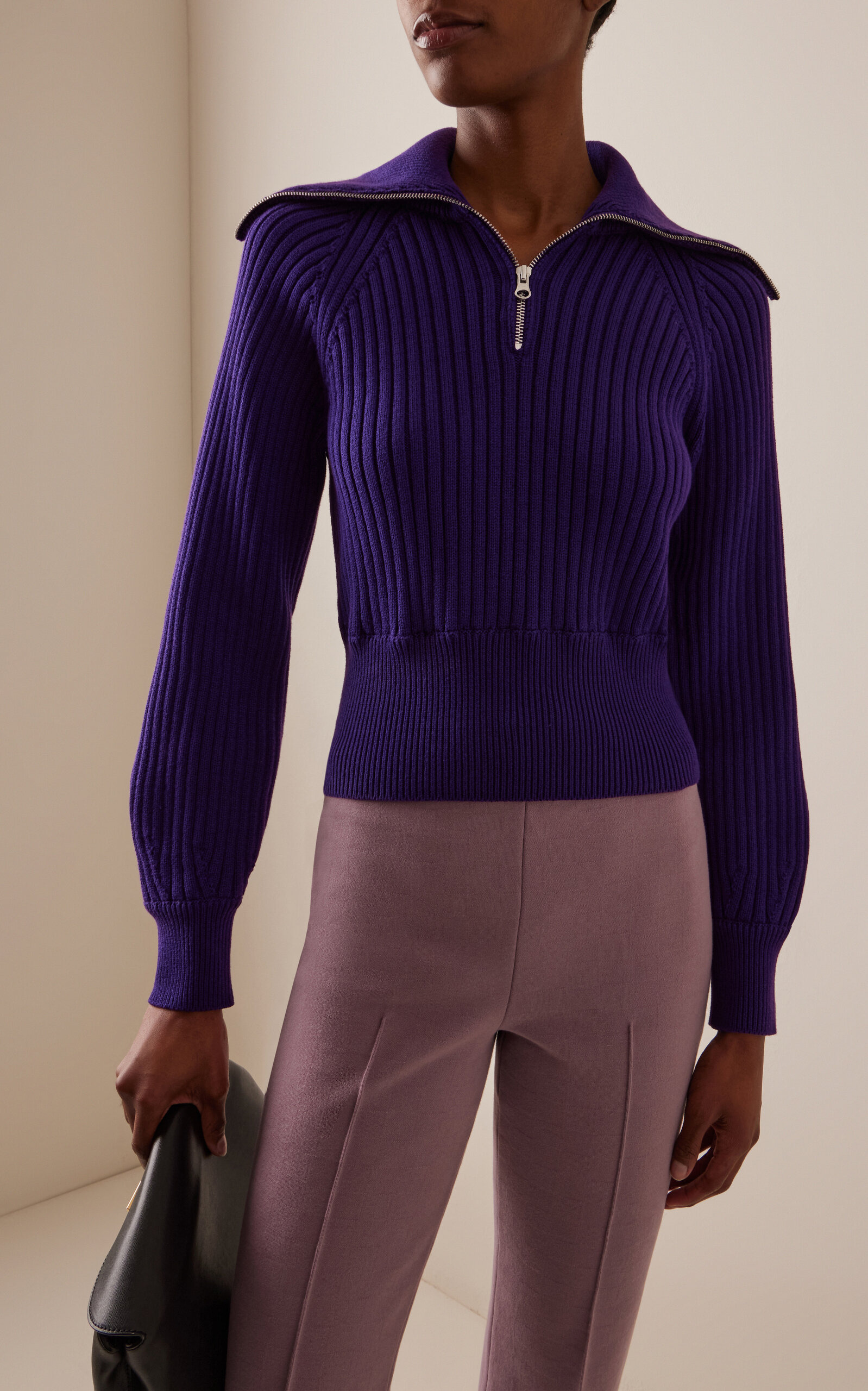 Chester Ribbed-Knit Cotton-Blend Sweater purple - 2