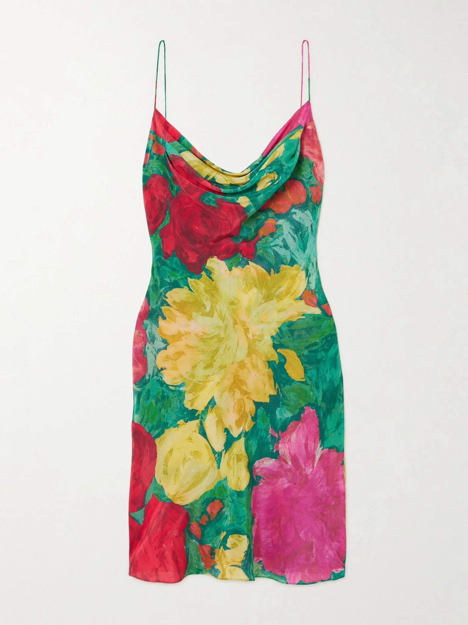 Draped floral-print silk mini dress Fuchsia - 1
