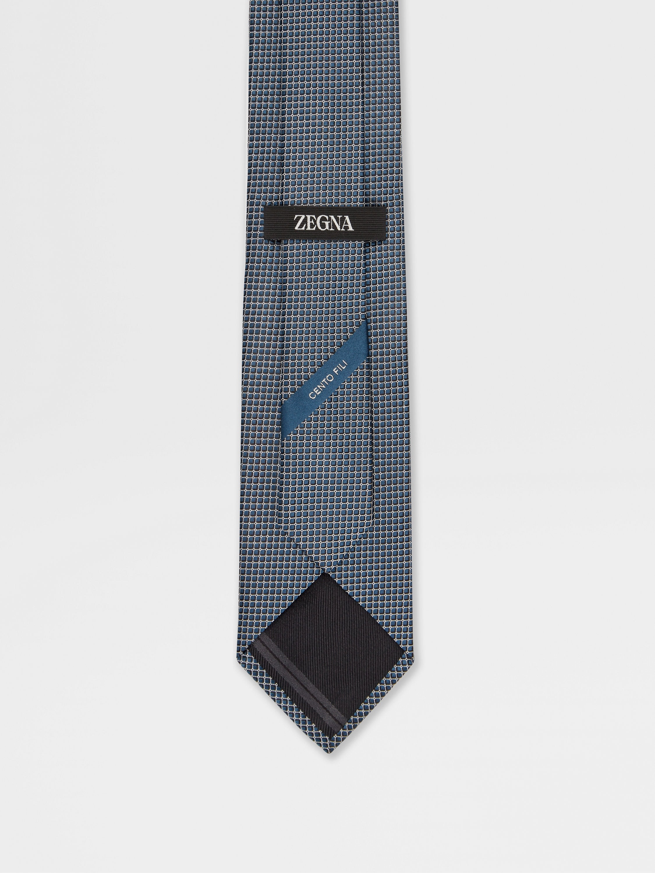 TEAL BLUE CENTO FILI SILK TIE - 3