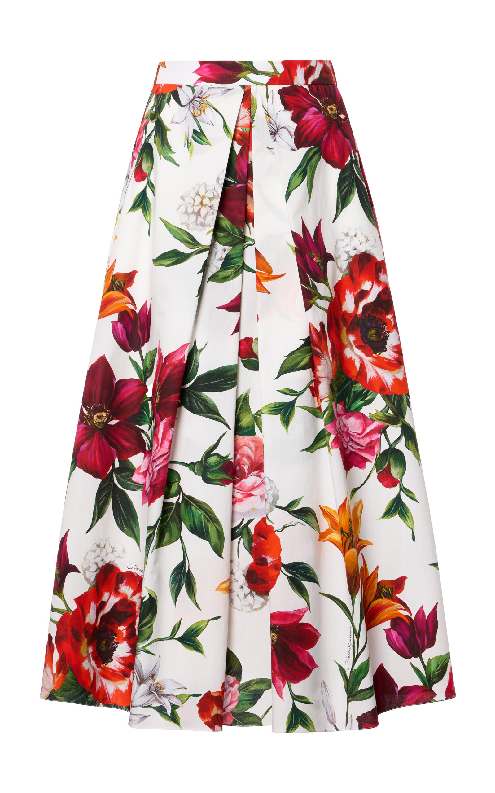Floral-Printed Cotton Poplin Midi Skirt floral - 1