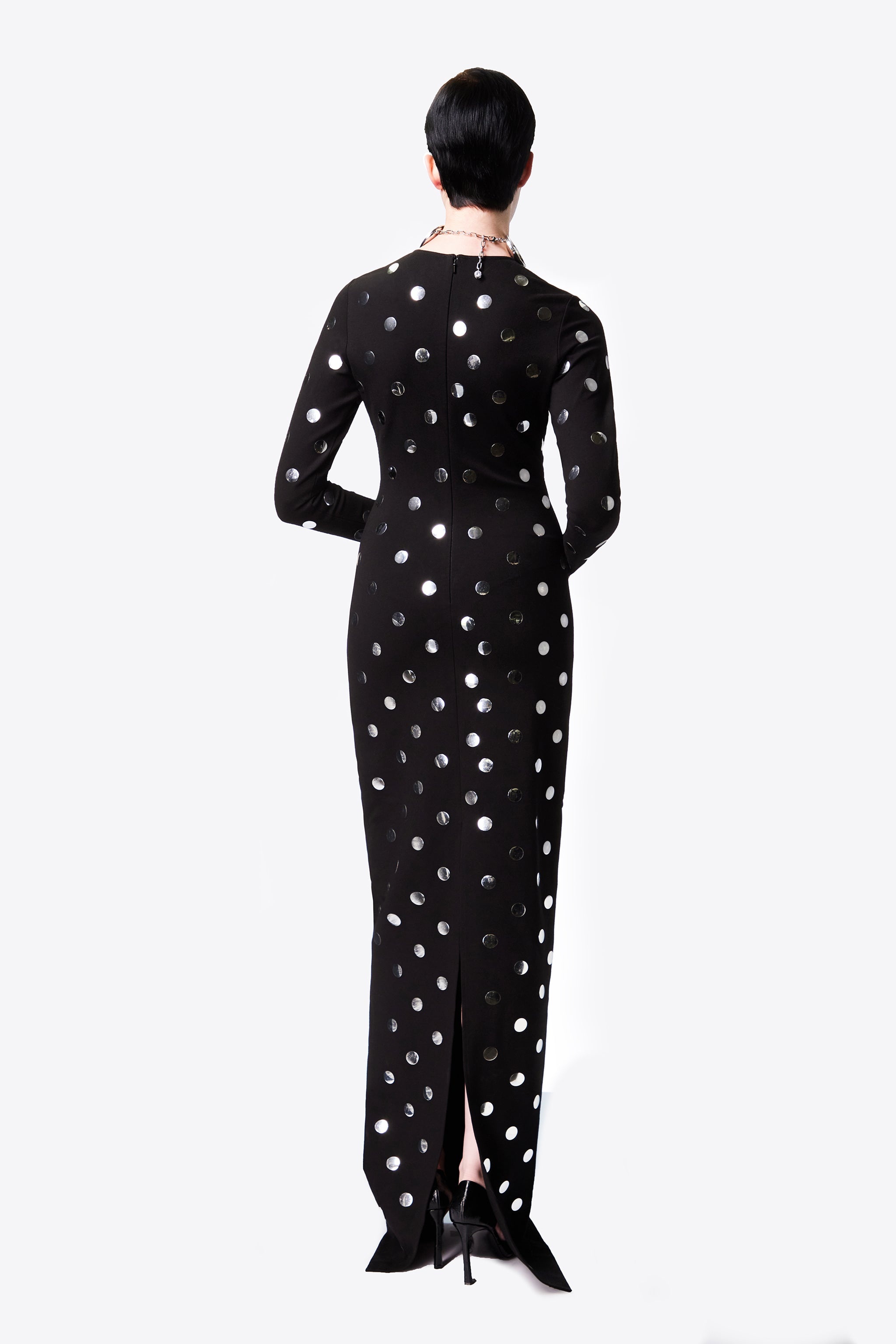 POLKA DOT LONG SLEEVE GOWN - 5