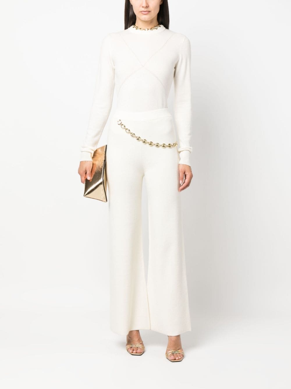 chainmail-detail knitted trousers - 2