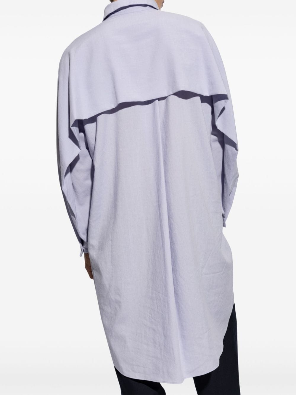 PL Ramie folded-yoke longline shirt - 4