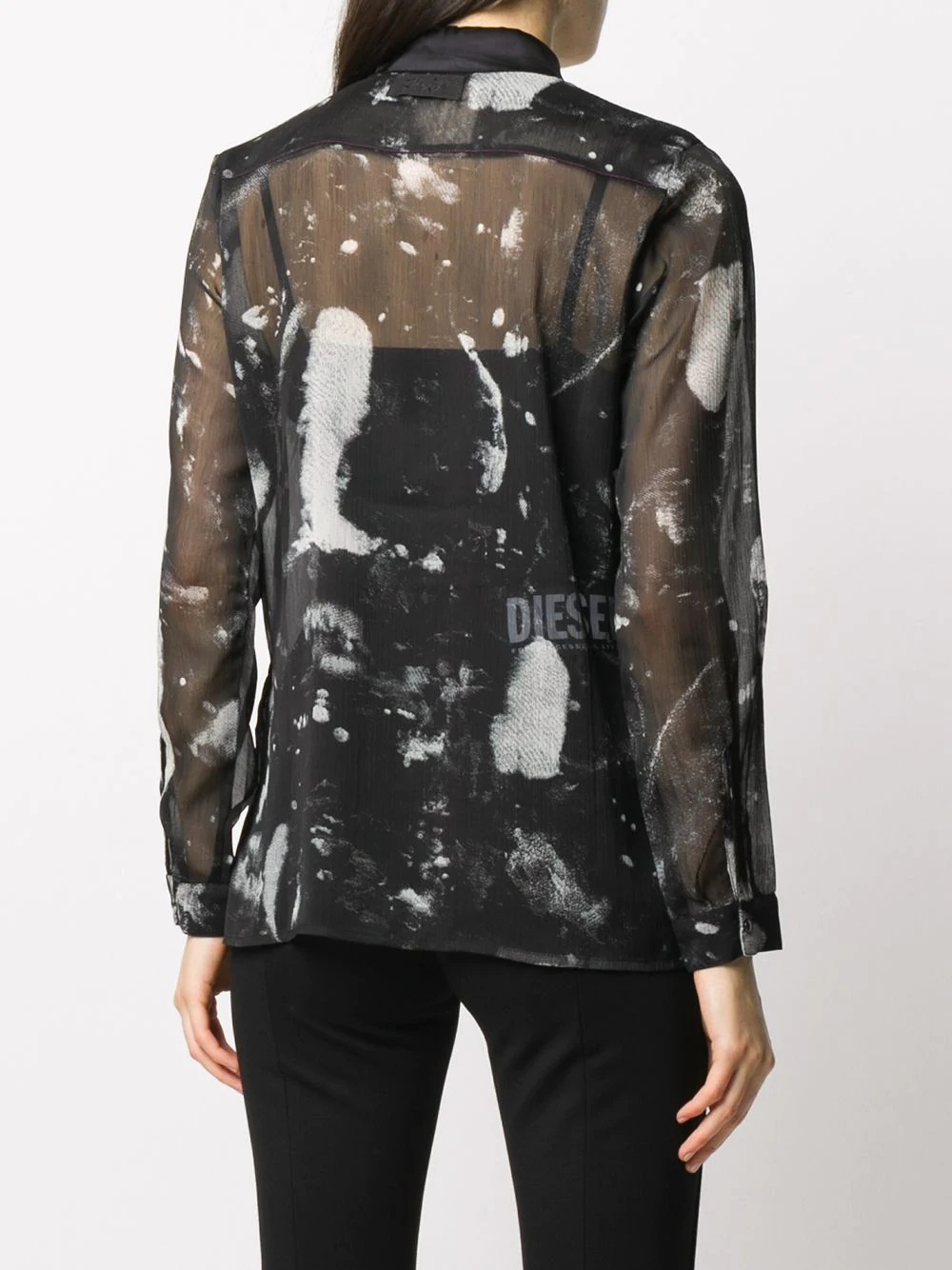 smudge print sheer shirt - 4