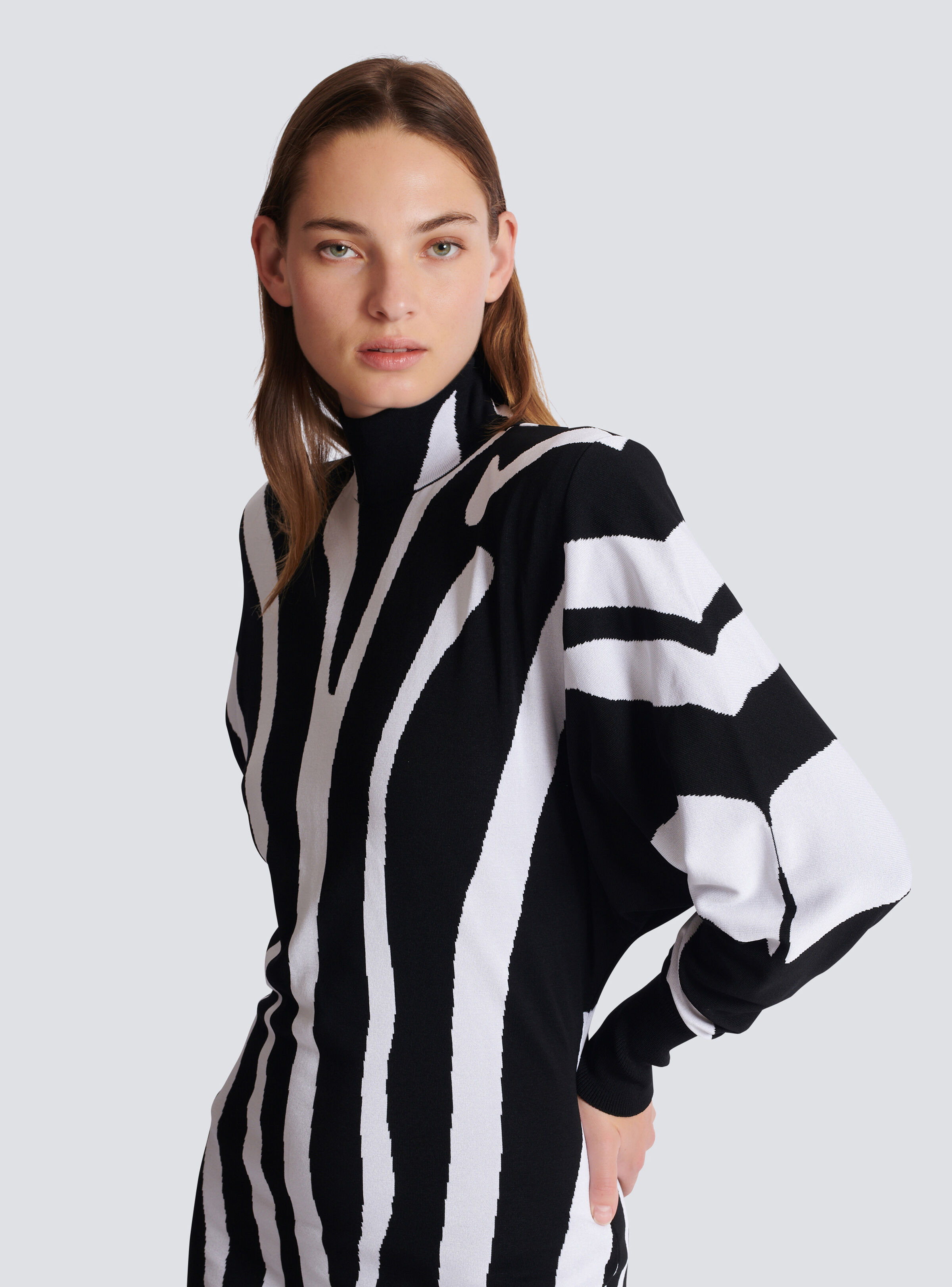 Long knit dress with zebra intarsia - 8